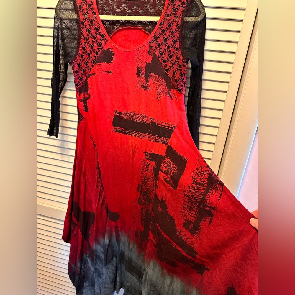 Art of Cloth Elegant Red and Black Women's Dress. PTP 16” - Picture 3 of 4